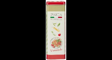 Excellent Houseware Pasta / spaghetti bewaarblik Nostagia - rood - metaal - Italiaans - 10 x 8 x 20 cm - keuken voorraadbussen
