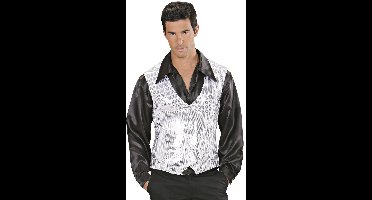 Glitter vest zilver pailletten heren