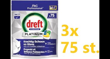 Dreft Platinum Lemon All in 1 Vaatwastabletten - 75 tabs - Voordeelverpakking 3 stuks