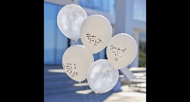 Ballonnen Mix Vrijgezellenfeest Wit/Zilver (5st)