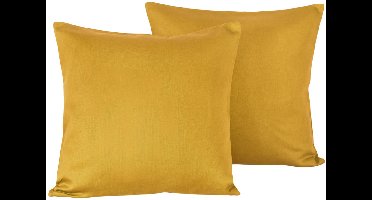 De Witte Lietaer Set Kussenslopen Olivia Golden Yellow - 2 stuks - 40 x 40 cm - Geel - Katoen Satijn