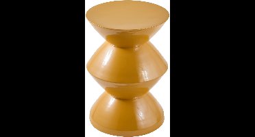 Bijzettafel Wokkel - Rond - Currygeel Metaal - Modern Zigzag Design