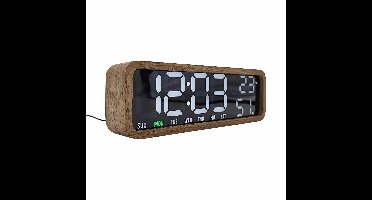 Karlsson Wekker Madera - Donkerhout - 25.5x8.2x4.8cm - Modern - Wekker voor slaapkamer - Wekkers