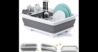 Afwasrekken - Opvouwbaar Afwas Droogrek - Draagbare Serviesafvoerder Organizer Voor Keuken, Camper, Reistrailer - Ruimtebesparende Keukenopslag Bak - 36,5x31x12,5 Cm