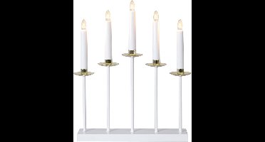 Star Trading LED kaarsenhouder 'Greta', 5-vlammig, wit, E10-lamp, warm wit, H 37 cm, B 31 cm