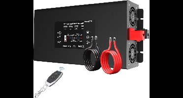 12V Naar 230V Omvormer – Spanningsomzetter – Stroomomzetter – DC Naar AC Converter – Pure Sinus Omvormer – 2000W Continu Vermogen – LCD Display Met USB & QC3.0 Snellaadpoort