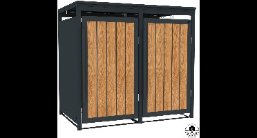 4gardenz® Slimline Kliko Containerombouw 2 Afvalbakken - Antraciet/Houtlook