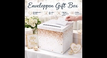 Enveloppen Gift Box Bruiloft – Huwelijkscadeau Doos voor Geld & Kaarten – Roségoud Harten – 25 x 30 x 30 cm