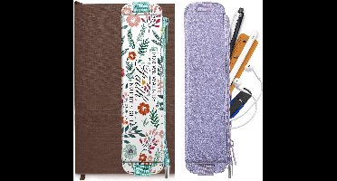 Pennenetui 2 Stuks PU-Materiaal Etui met Elastische Band en Ritsvak voor Notities en Tablets - Lentebloesem Paars