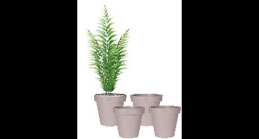Pro Garden Bloempot - 4x - taupe - rond - D40 cm - kunststof - plantenpot - tuin buiten