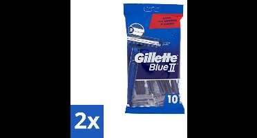 2 x Gillette Blue II - Wegwerpscheermesje - 10 Scheermesjes - Wegwerpscheermesjes - Scheermesjes - Gillette Blue II - Scheermes - Scheerbeurt