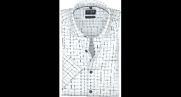 Overhemd Olymp wit geruit korte mouw strijkvrij normale fit