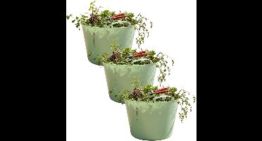 Flexibele kuip / emmer - 3x - mintgroen - 15 liter - kunststof - 35 x 28 cm - met handvatten