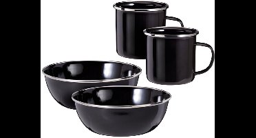 Redcliffs Outdoor servies - 4 delig - zwart - emaille - kamperen/outdoor