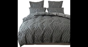 2-Delige Grey Wavy Striped Dekbedovertrekset — Modern & Knus - 135x200cm