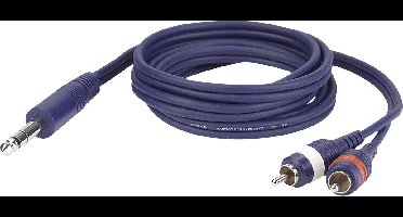 DAP Audio Kabel - 6.35mm Jack (m) naar 2x RCA - 1.5m - Blauw
