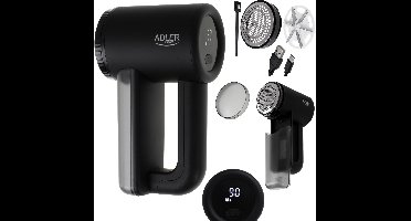 Adler - Kledingontpluizer - Kleding scheerapparaat - LCD-display - 3 snelheden - Zwart - AD 9617