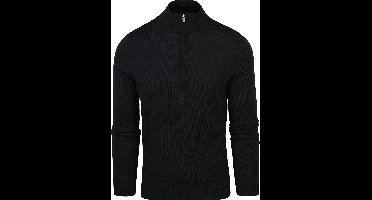 Suitable Merino Half Zip Trui Zwart - Maat M - Heren - Quarter zip - Schipperstrui met rits - Volwassen mannen