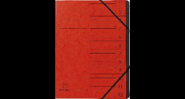 Exacompta 10x Sorteermap met vaste rug - elastosluiting - zwarte binnenafwerking - 12 vakken - A4 - Rood - 541205E
