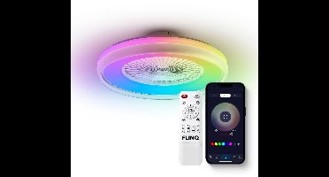 FlinQ LumiFan Ø50 cm Smart Plafondventilator met Verlichting - Lamp met 16 Miljoen Kleuren - Ventilator voor aan het Plafond - Ideaal voor op de Slaapkamer - Bestuurbaar met App of Afstandsbediening