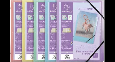Exacompta 10x Voorordner met 3 kleppen polypropyleen Kreacover Pastel - 8 vakken - A4 - Geassorteerd - 56279E