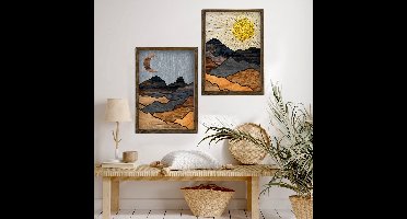 Decoratief ingelijst schilderij - 50 x 70 cm - multicolor - 100% grenenhout
