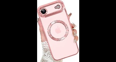 Magsafe Hoesje Geschikt voor iPhone Air hoesje Transparant / Rose Goud - Lens beschermer – backcover