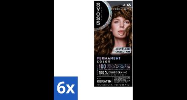 6 x SYOSS - Permanent Coloration 4-65 - Haarverf - Permanente Haarkleuring - Chocolate Copper - Grijsdekking - Permanente Haarkleur - Chocolade Koper - Haarkleur - Haarverzorging - SYOSS