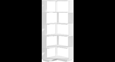 Hoekkast Brooklyn - Vakkenkast 165cm - Boekenrek Hoekmeubel - Opbergrek 6 lagen - Wit
