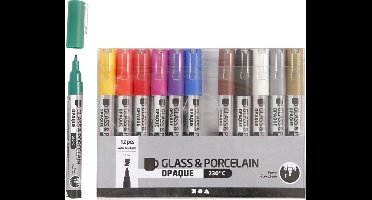 Creativ Company Glas- en Porseleinstift Dekkend Set 12 stuks