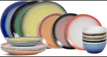 Studio Tavola Serviesset Fire 18-delig – Servies Set 6 Personen – Modern Design Aardewerk – Vaatwasser- & Magnetronbestendig