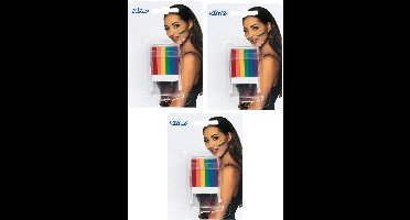 Boland Verkleed Schmink stick Regenboog - 3x - Pride/Rainbow feest - festival/thema feest