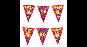 50 Sarah party vlaggenlijn - 10 meter - 50 jaar verjaardag feestartikelen - kunststof