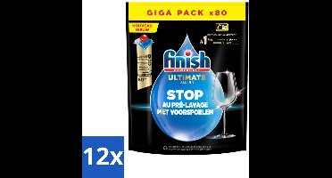 12 x Finish - Powerball - Vaatwasmiddel - Ultieme Alles In 1 - Glansspoelmiddel - 80 Wasbeurten - Vaatwasmiddel - Vaatwasmiddel Capsula - Reiniging Vaatwas - Glans Borden - ACTIVLIFT™ Technologie