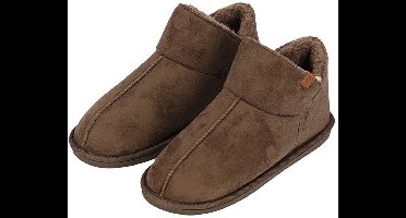 Apollo sloffen - dames - donkerbruin - voering wol - suede - pantoffels - met antislip - hoog 39-40