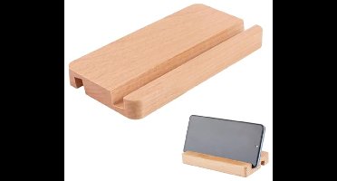 Houten mobiele telefoonhouder - Universele desktop telefoonstandaard voor tablets en smartphones
