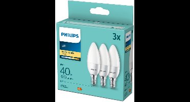 Voordelpak 3 stuks Philips LED Kaarslamp E14 5W - 2700K 470lm 230V - Mat - B35 - Vervangt 40W - Warm Wit Licht