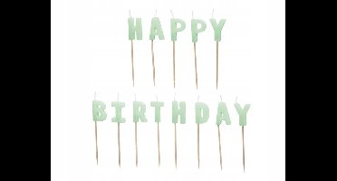 Happy Birthday Kaarsen Licht Groen - 13 stuks, 2,5 cm