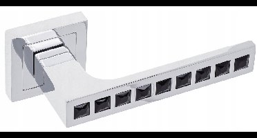 Gloria Deurbel Vierkant Chroom/Zwarte Kristallen