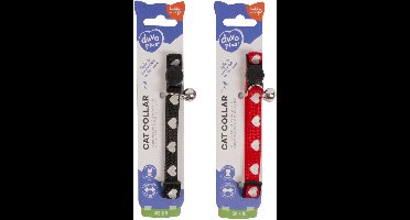 Duvoplus - Halsband Voor Dieren - Kat - Kattenhalsband Hartjes Reflecterend 20-30cm / 10mm Gemengde Kleuren - 1st