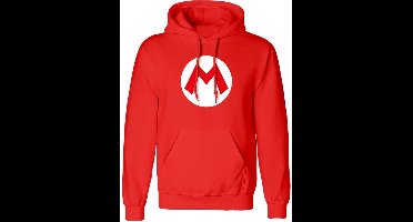 Super Mario Mario Badge Unisex Trui met capuchon - rood - S