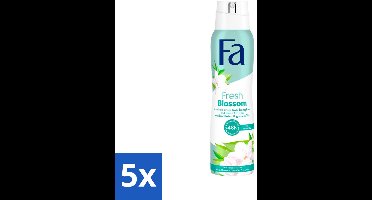 5 x Fa Deodorant Fresh Blossom 150 ml - Deodorant Spray - Bloesem Geur - 48 Uur Bescherming - Anti-zweet - Anti-gele Vlekken
