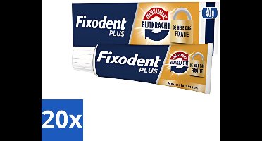 20 x Fixodent - Kleefpasta - Plus - Krachtige Hechting - 40 g - Kleefpasta Kunstgebit - Kunstgebit Hechting - Kunstgebit Fixatie - Kunstgebit Kleefpasta - Kunstgebit Comfort