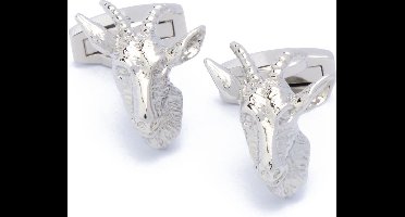 Manchetknopen - Geit Geitenhoofd met Hoorns Zilverkleurig