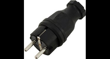 PC ELECTRIC Shuko rubber stekker - randaarde - zwart