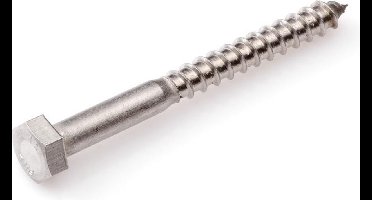 Hoenderdaal houtdraadbout rvs 6 x  50 mm  din 571 a2  - doos à 200 stuks