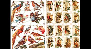 Vintage plaatjes, vogels, vel 16,5x23,5 cm, 2 vel/ 1 doos