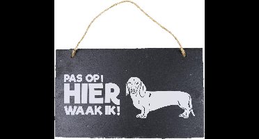 Leisteenbord  Waakbord Teckel 15 X 25 Cm  Zwart
