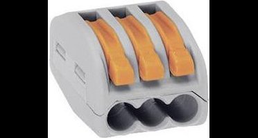 WAGO 222 Lasklem Flexibel: 0.08-4 mm² Massief: 0.08-2.5 mm² Aantal polen: 3 50 stuk(s) Grijs, Oranje