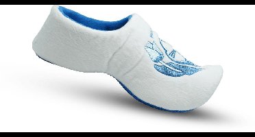 Klomppantoffels - Molen en Tulpen - Wit/Blauw - Maat 42-44